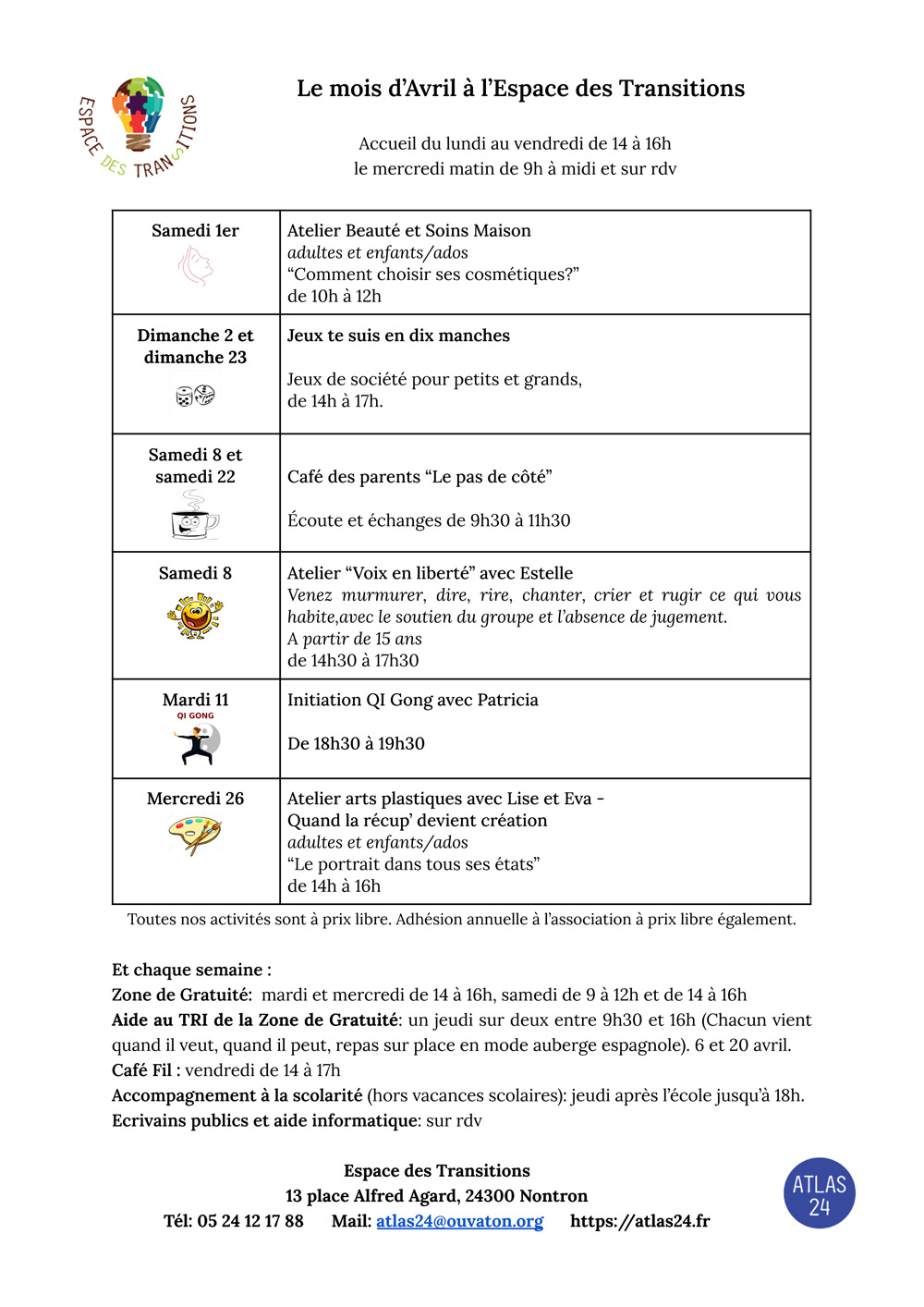Programme AVRIL 23