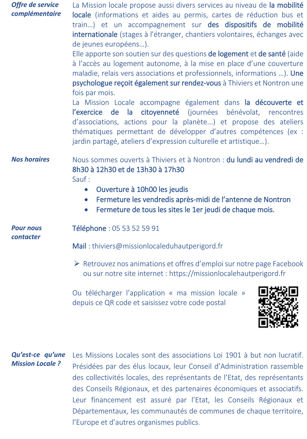 La Mission Locale du Haut Périgord un service utile et gratuit pour les jeunes Périgord Nontronnais 2