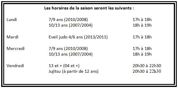 horaires 2017 2018
