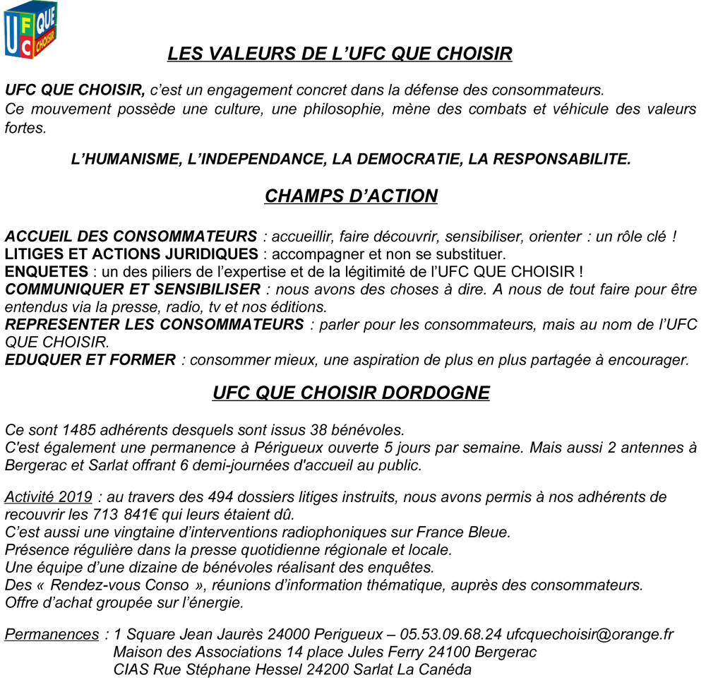 UFC Que Choisir 2019 site